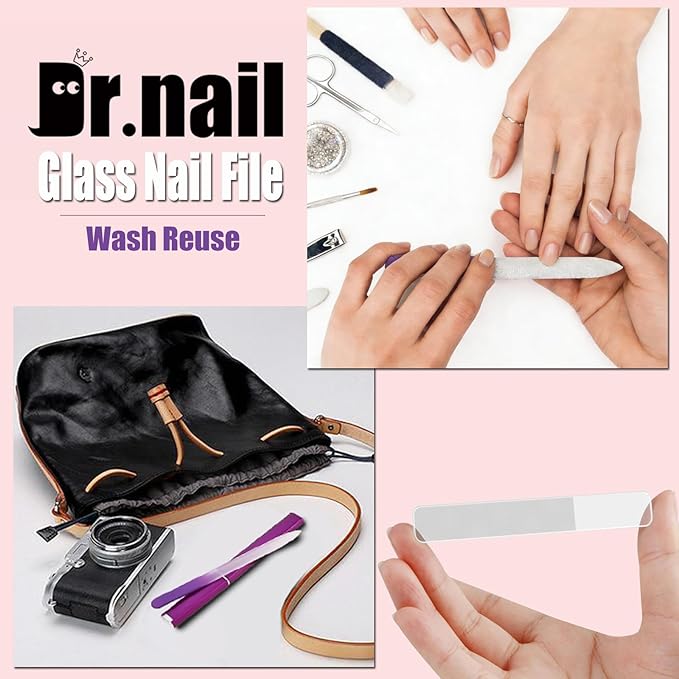 5Pcs Glass Nail Polisher Files Set for Natural Nails 2 Pack Professional Nail Files Double Sided Nail Buffer 3 Pack Nano Glass Nail Crystal Fingernail Polishers File for Manicure Salon or Home
