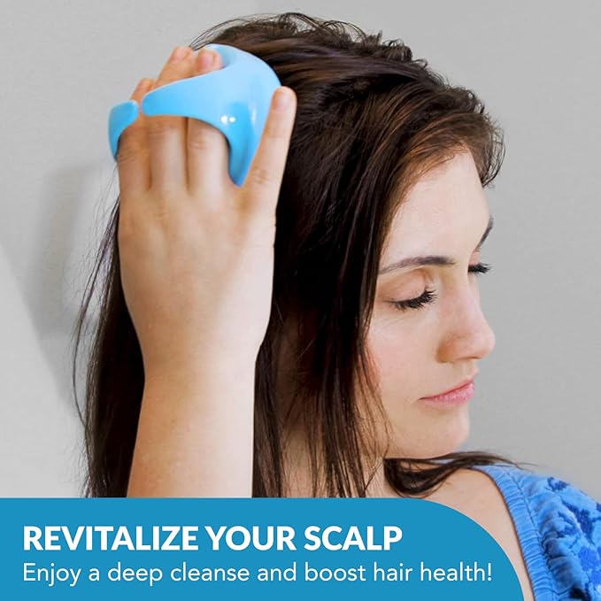 Hair Scalp Massager and Shampoo Brush for Shower Dandruff Removal - Wet and Dry - Encourages Growth - Includes 2 Massage Removal Heads