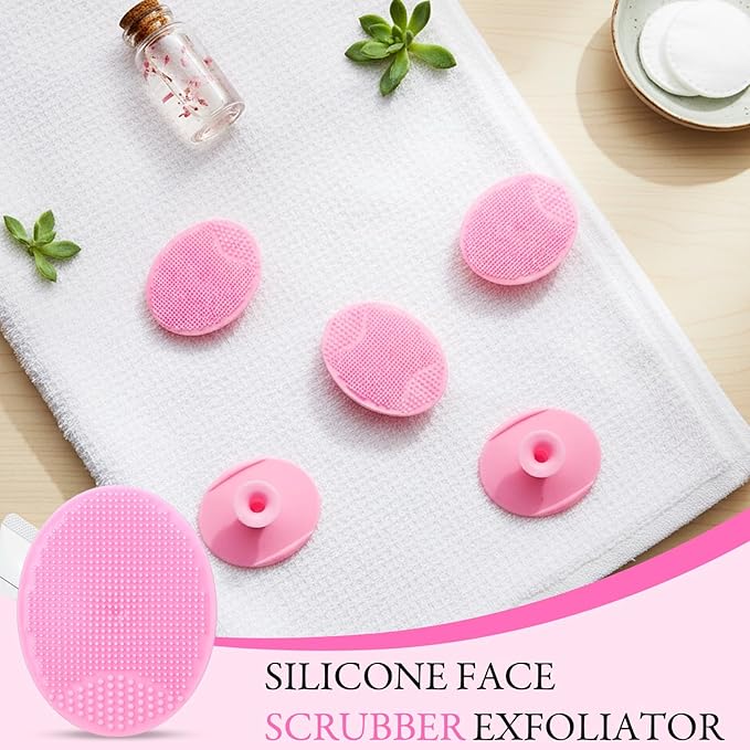 Nuogo 20 Pack Face Scrubber Soft Silicone Facial Cleansing Brush Wash Brush for Deep Cleaning, Face Scrub Brushes for Massage Faces Exfoliator Blackhead Removing Faces Cleansing Pads(Pink)