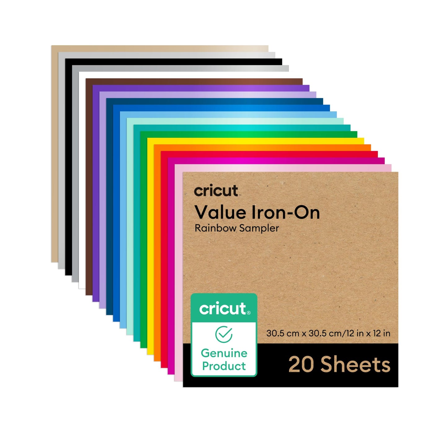 Cricut® Value Iron-On, Rainbow Sampler - 12 in x 12 in (20 ct)- HTV Heat Transfer Vinyl