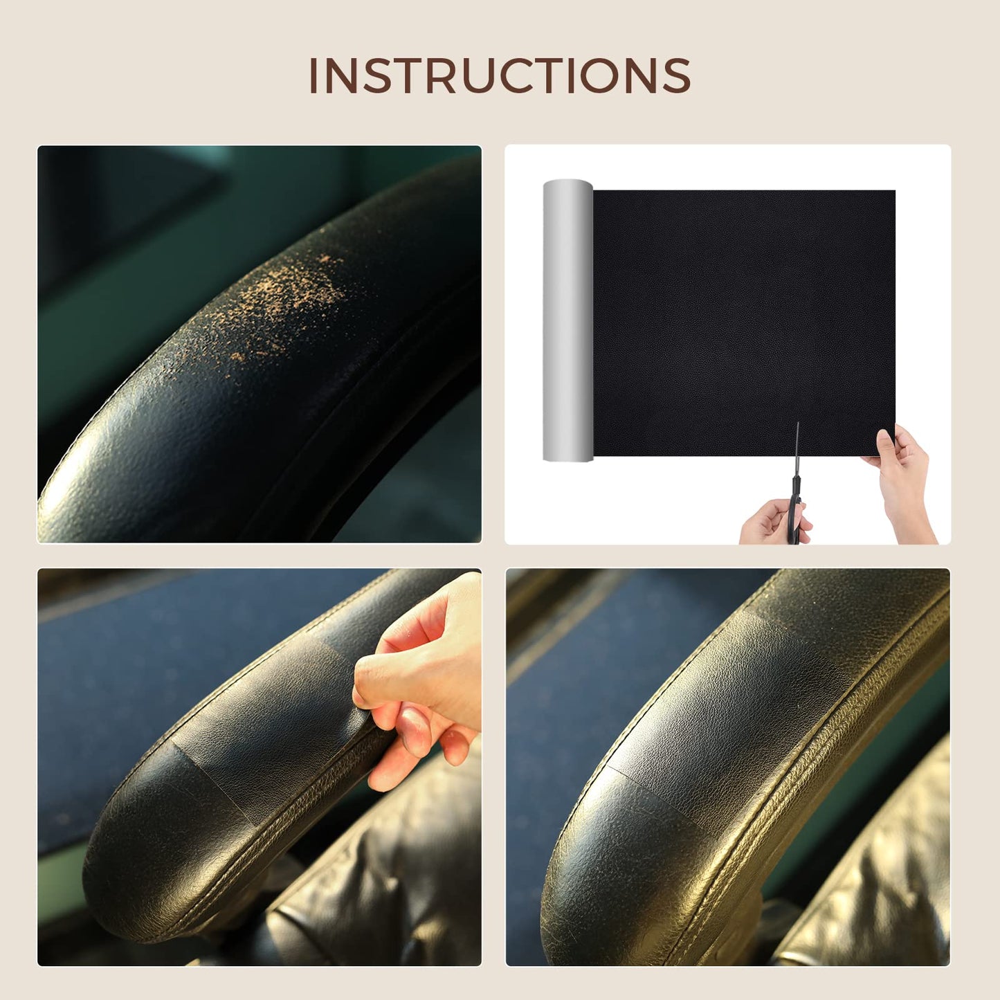 JDLUGH Sofa Leather Repair Patch Tape 15x60 Inch Large Self Adhesive Leather Sofa, Car Seat, Leather Furniture, Vinyl Repair Patch Kit (15x60 Inch, Brownish brown2.0)