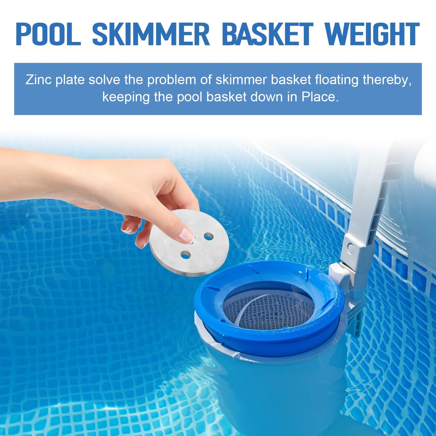 Dairrr Fuuu Pool Zinc Anode Weight Plate, Anti-Electrolysis Sacrificial Anode for Salt System Swimming Pools Against Corrosion and Electrolysis, Keep Your Skimmer Basket in Place, 4 Pack