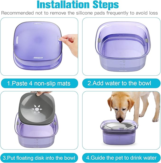 UPSKY 70oz Dog Water Bowl 2L No Spill Dog Bowls Large Capacity Spill Proof Slow Water Feeder, No Splash Dog Bowl Pet Water Dispenser Vehicle Carried Travel Slow Drinking Bowls for Messy Drinkers, Cats