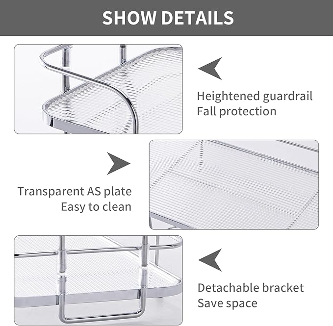 2 Tier Corner Bathroom Counter Organizer, Cosmetic Skincare Ã¯Â¼ÂBathroom Countertop Perfume Tray Vanity, Kitchen Spice Corner Storage Shelf