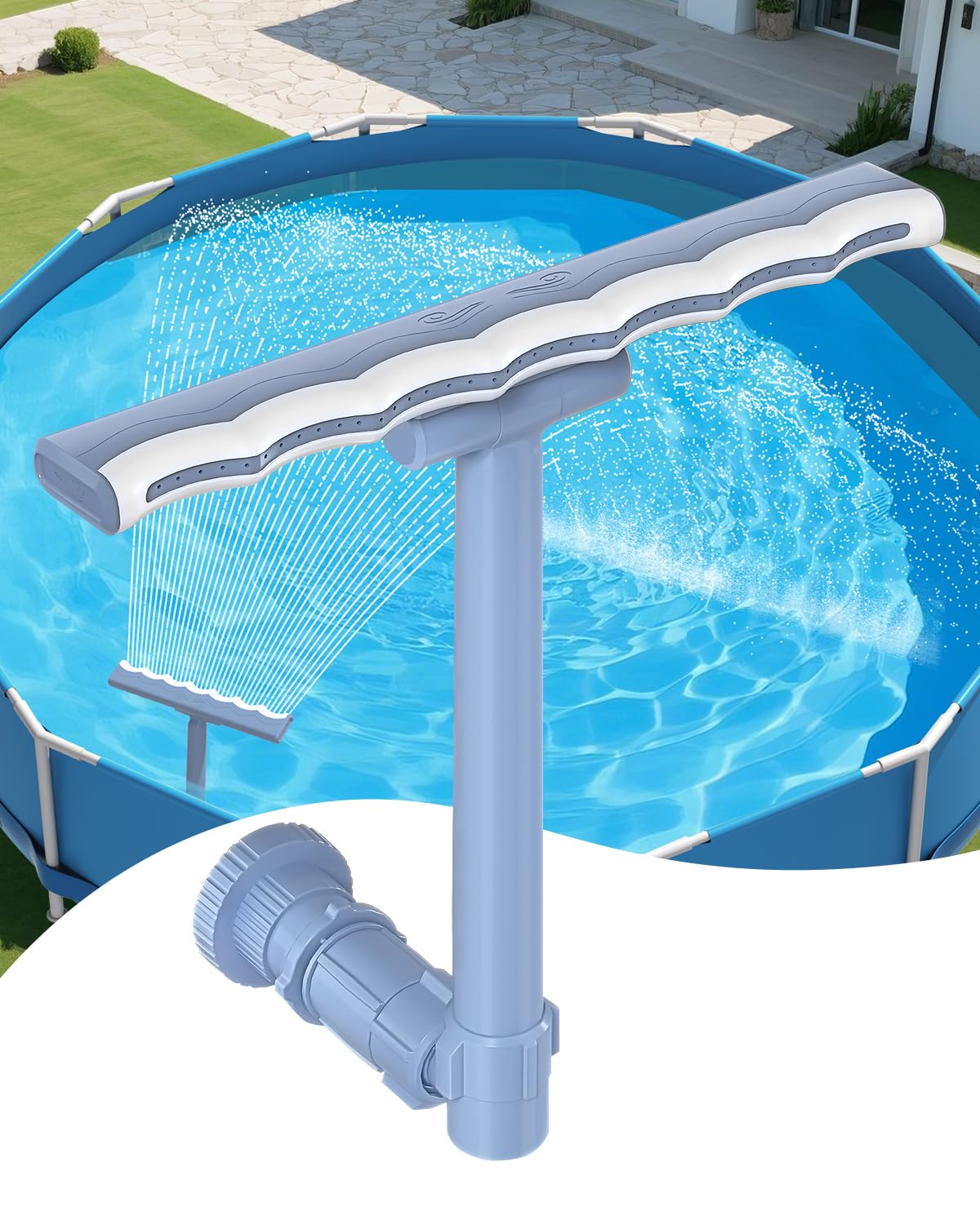【2026 Upgrade】 Pool Fountain for Above and In-Ground Pools, 360° Adjustable Wide Waterfall Sprinkler with Extension Tube, Swimming Relaxation & Cooling 10-20 Degrees ﻿ ﻿ ﻿ ﻿