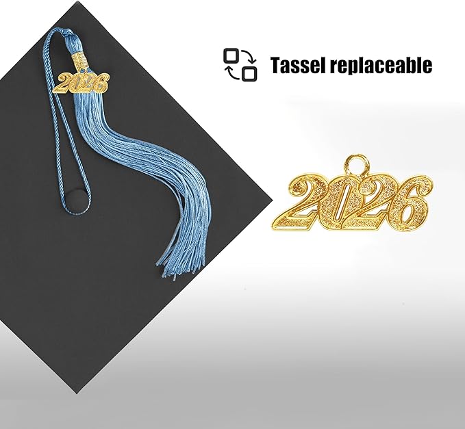 Graduation Cap with 2026 Tassel Year Charm Black Graduation Cap for High School & Bachelor