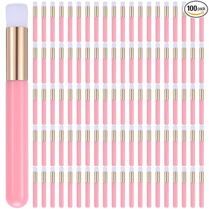 100 Pieces Lash Brushes for Cleaning, Lash Shampoo Brushes Eyelash Extension Cleansing Blackhead Removing Brush Nose Pore Deep Cleaning Facial Cleansing Brush (Pink, 3.8Inch)