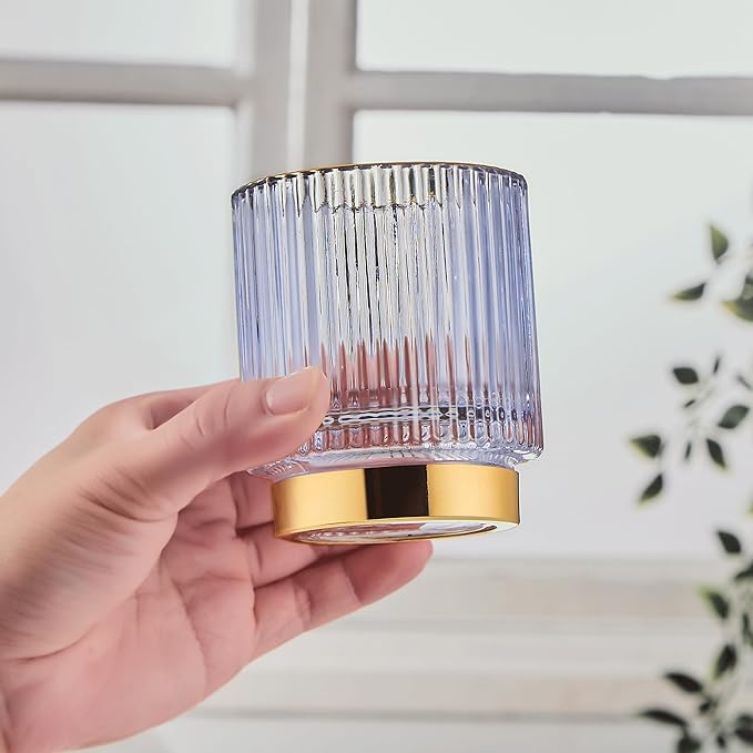 Makeup Brush Holder Organizer,Toothbrush Holders,Desk Pen Pencil Holder,Multifunctional Vintage Glass Brush Cup(A3-32-US)