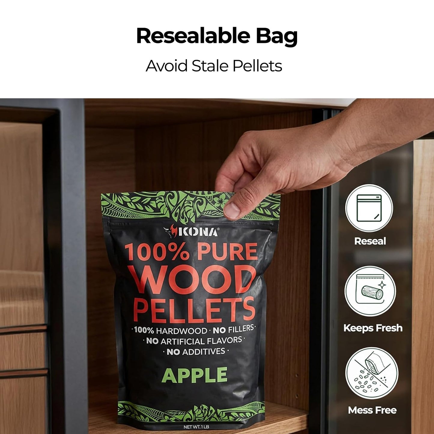 Kona Wood Pellets All Variety Pack, Intended for Ninja Woodfire Outdoor Grill, Wood Fire Oven & Smoker, 8, 1lb Resealable Bags