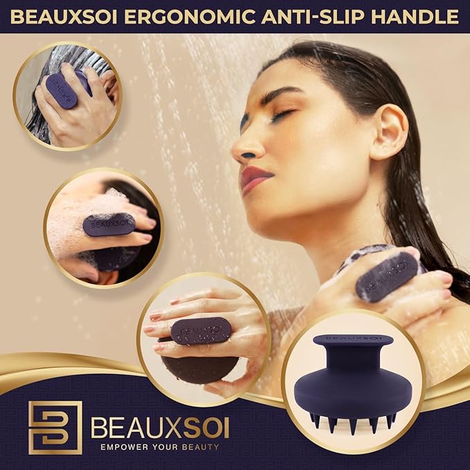 Silicone Shampoo Brush & Scalp Exfoliator - Hair Massager for Growth, Scalp Scrubber & Dandruff Brush (Soft)