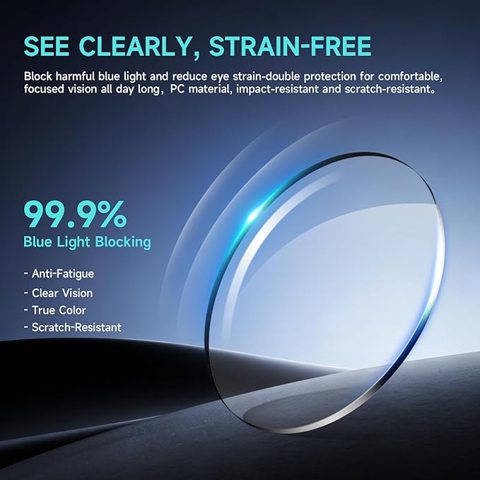 Oversized Square Blue Light Blocking Glasses for Women and Men - Gaming & Computer Anti-Fatigue