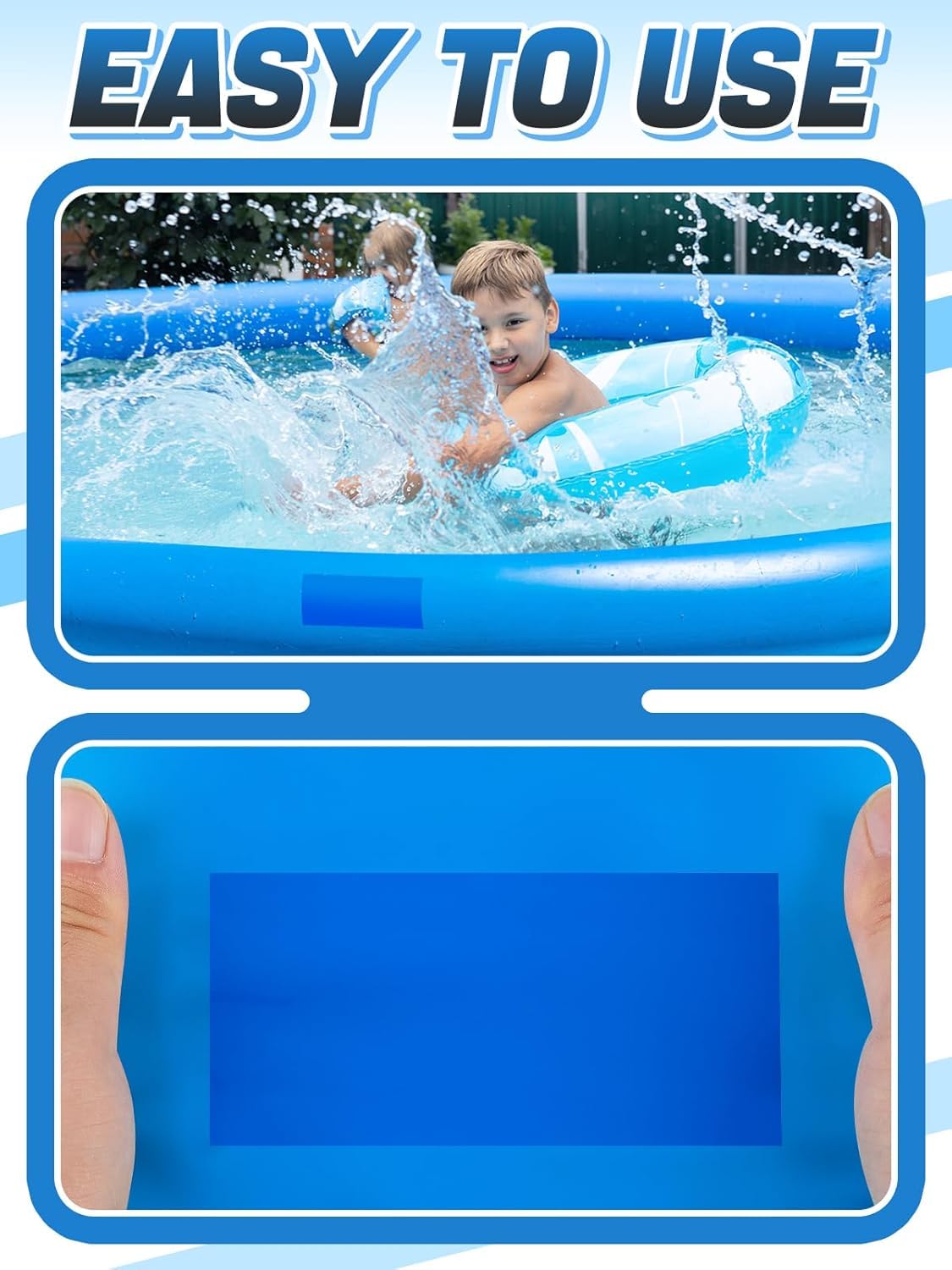 Aulock 2.8ft x 2ft Large Clear Pool Liner Repair Patch - Self-Adhesive Vinyl Patch Kit for In-Ground or Above Ground Pools Inflatable Swimming Pools, Blue