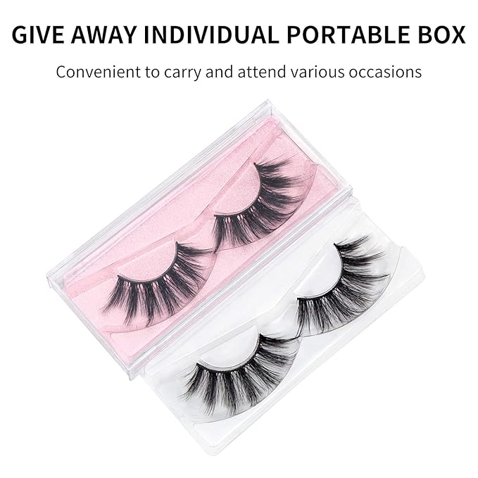 DYSILK False Eyelashes Mink - Strip Lashes 5 Pairs 6D Faux Eyelash Wispy Lashes Cat Eye Fake Eyelashes Natural Look Fluffy Lash Reusable Lash Extension Kit | 004-16.7mm