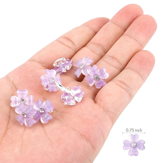 YISSION 20Pcs Mini Purple Flower Hair Clips with Rhinestone Cute Hair Pins Decorative Hair Clips Wedding Hair Barrettes Bridal Hair Accessories for Girls Women