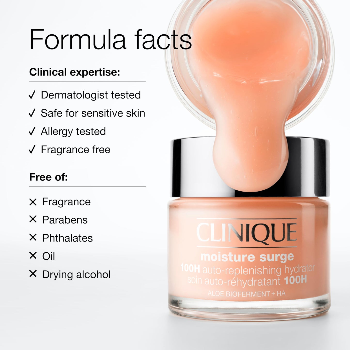 Clinique Moisture Surge 100H Auto-Replenishing Hydrator Oil Free Face Moisturizer | With Hyaluronic Acid, Aloe Bioferment and Vitamins C + E | Hydrating + Moisturizing, Mini Travel Size, 0.5 Fl Oz