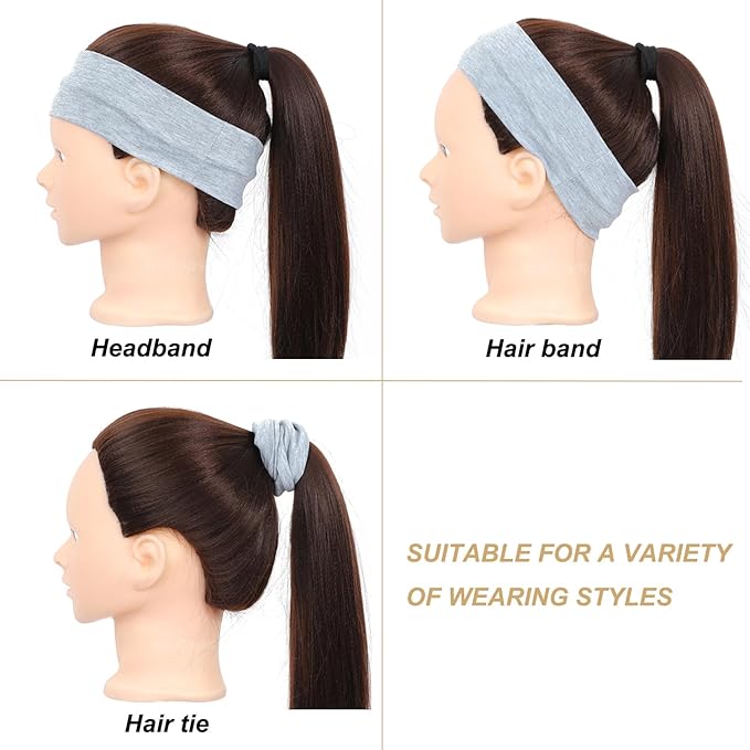 9Pcs Headbands for women Non Slip Headband, Soft Elastic Hair Bands for Women's Hair, Fashion Cotton Cloth Stretchy Sweat Bands Headbands for Sports, Makeup, Gym, Running,Yoga, Workout (3Colors-A)