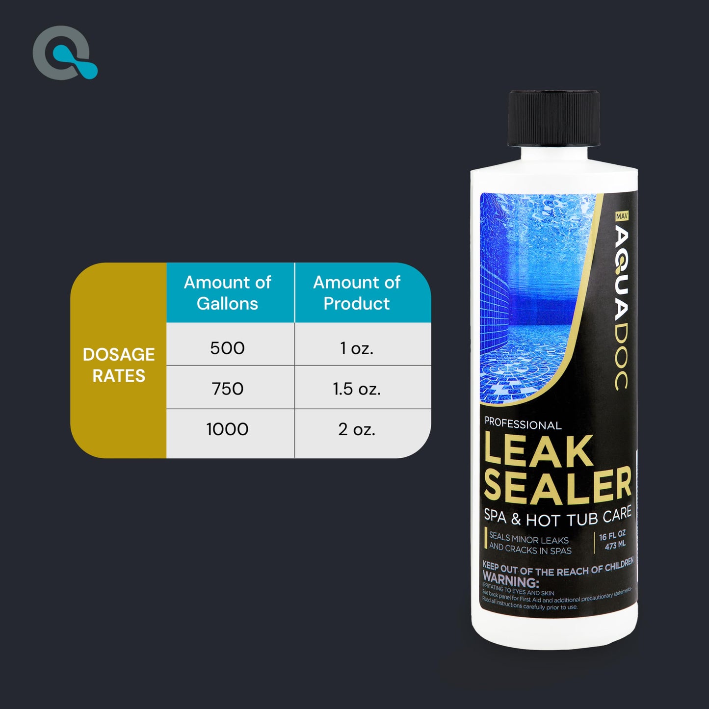 Hot Tub Leak Sealer to Fix Leaks Easily - Spa Leak Sealer 16oz, Advanced Spa Repair Chemical Made in the USA - AquaDoc