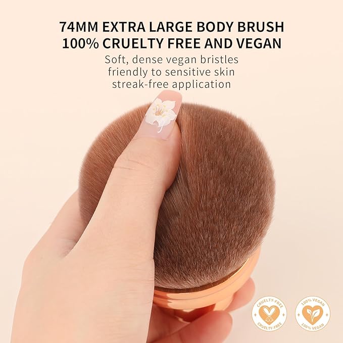 docolor Extra Large Body Makeup Brush for Self Tanner – 3 Inch Wide Head for Fast Full-Body Coverage, Soft Synthetic Fibers for Flawless Application of Foundation, Powder, Bronzer, Face and Body Brush