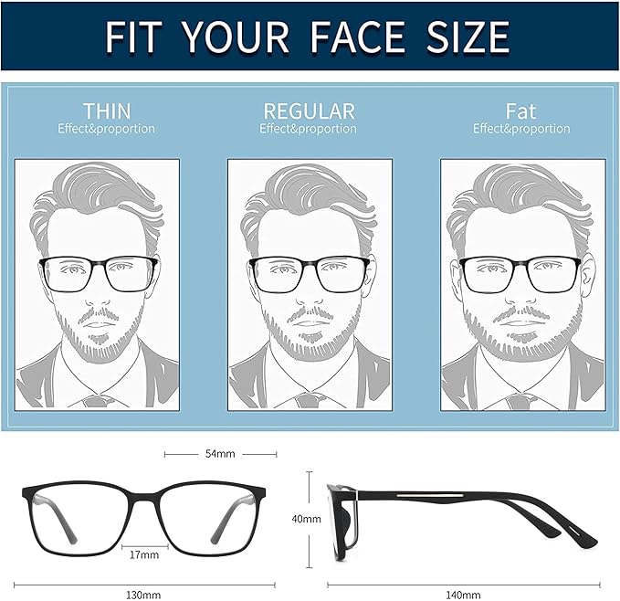 BLUEMOKY Blue Light Reading Glasses for Men???Sport Square Frame Readers, Anti Glare Computer Glasses
