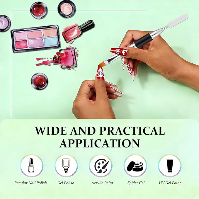 Dual-Ended Gel Nail Brush Set - Nail Sculpting Tool for Poly Extension, Sculpture Gel - Polygel Brushes Manicure Design Kit for Salon & DIY Use, 2Pcs Black&White