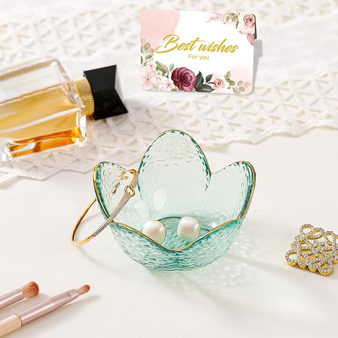 Friendship Gifts For Women Jewelry Dish Glass Ring Dish Jewelry Tray Cute Vanity Organizer Room Decor Jewellery Tray Trinket Dish Cute Bedroom Decor Christmas House Warming Gifts for women
