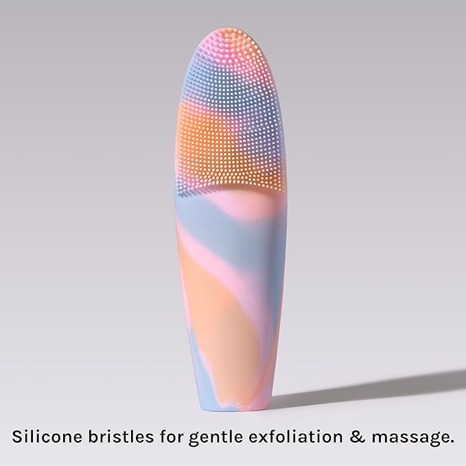 LOLLIPOP Handle Dual-Sided Silicone Face Scrubber, Face Exfoliator, Synthetic Face Brush Cleanser, Facial Cleansing Brush for Massage - Rainbow