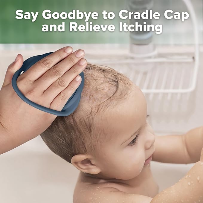 haakaa Silicone Shampoo Brush - Cradle Cap Brush Comb - Baby Hair Scrubber - Newborn Essentials - 1pk-Steel Blue