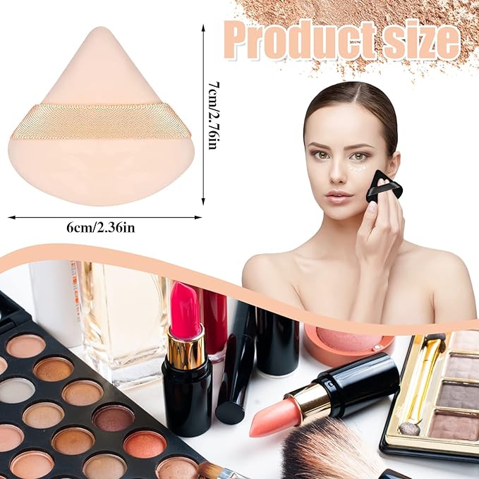 Pimoys 6 Pieces Powder Puff Face Triangle Makeup Sponge Soft Velour Puffs for Loose Powder Setting Powder Blender Foundation Sponge Beauty Makeup Tool for Women