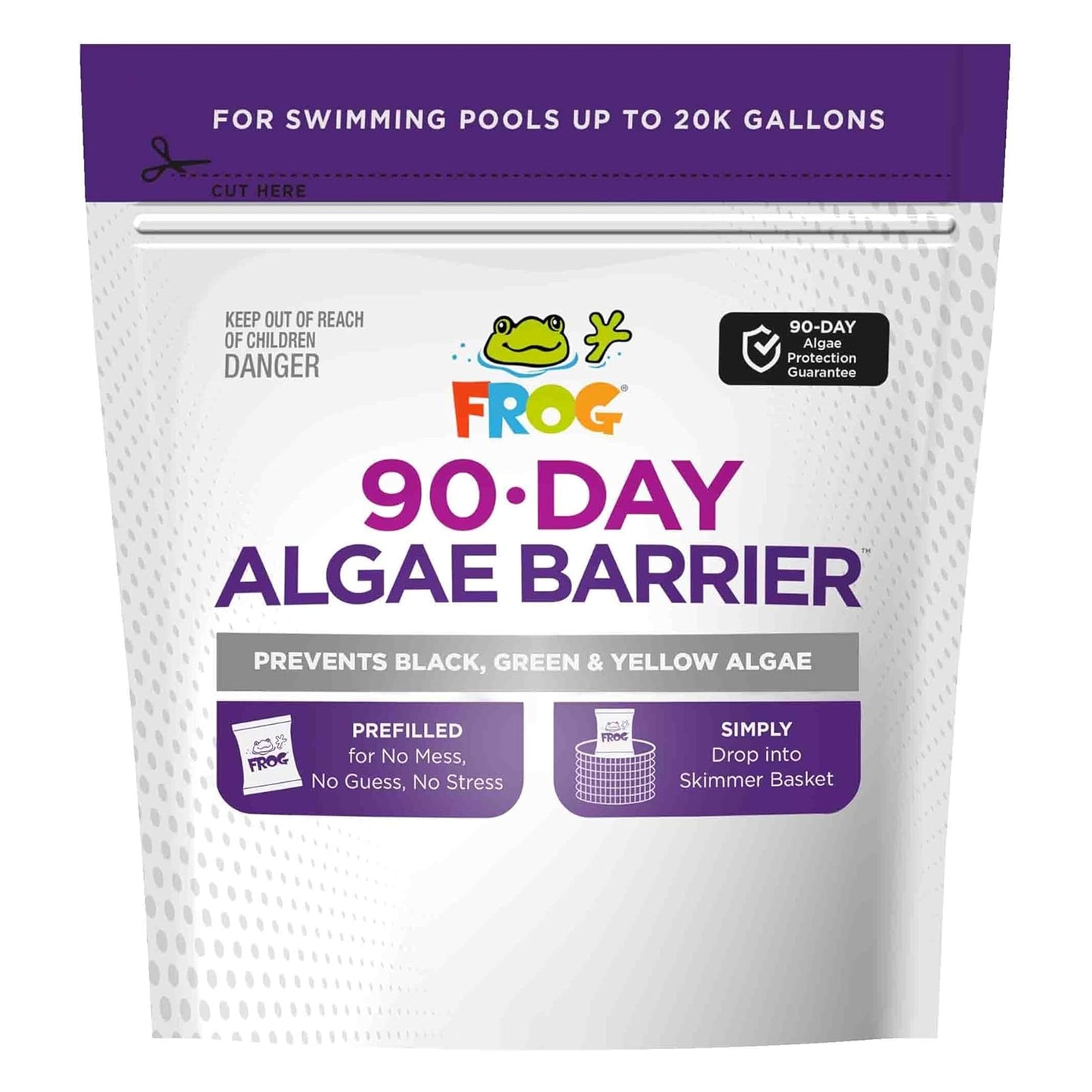 FROG 90-Day Algae Barrier - Dry Formula Algaecide Prevents Black, Green and Yellow Algae for Pools up to 20,000 Gallons - Pool Maintenance & Algae Prevention - 2 Pods