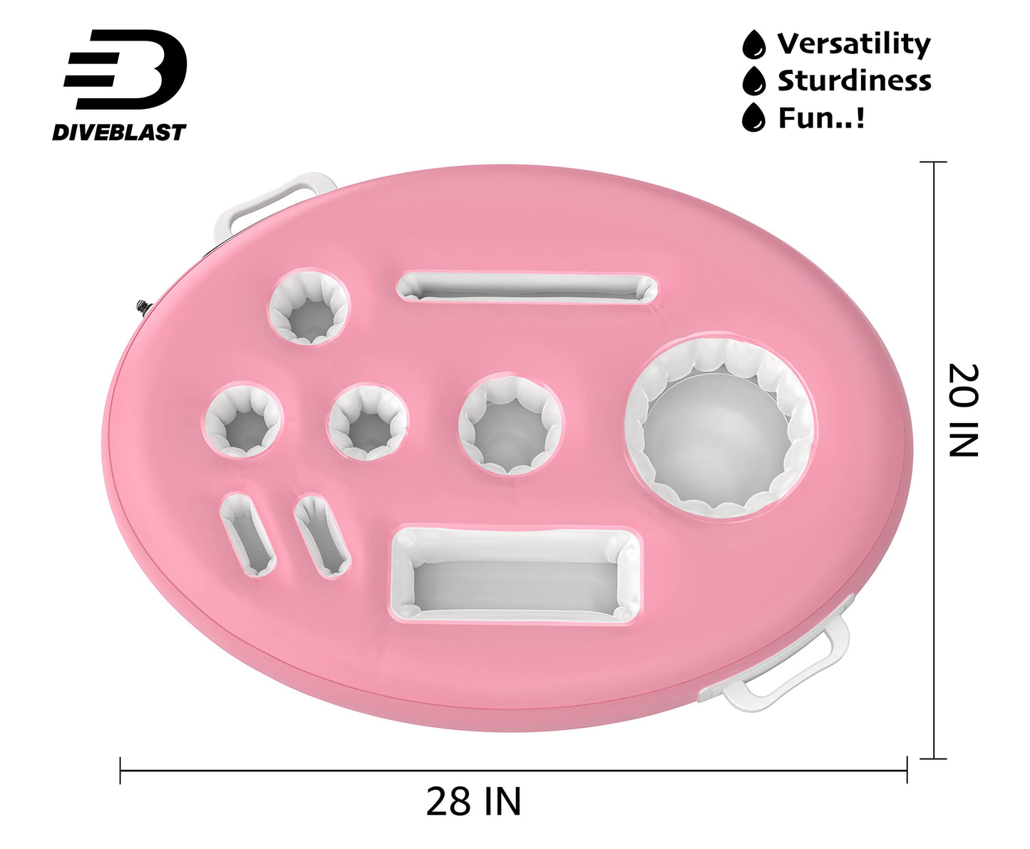 DIVEBLAST: Pink Floating Table for Pool - Hot Tub Accessories for Adults - Holds Up to 50 LBS - Pool Stuff for Mom, Cool and Unique Drink Floaties
