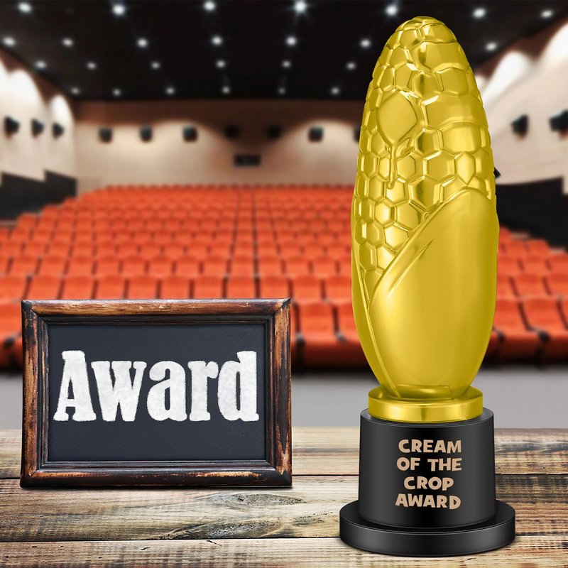 Tondiamo Small Trophy Celebrate the Top Award 6 Inch Tall Plastic MVP Funny Game Small Trophy and Awards for Employees Boss Custom Competition Gifts(Corn)