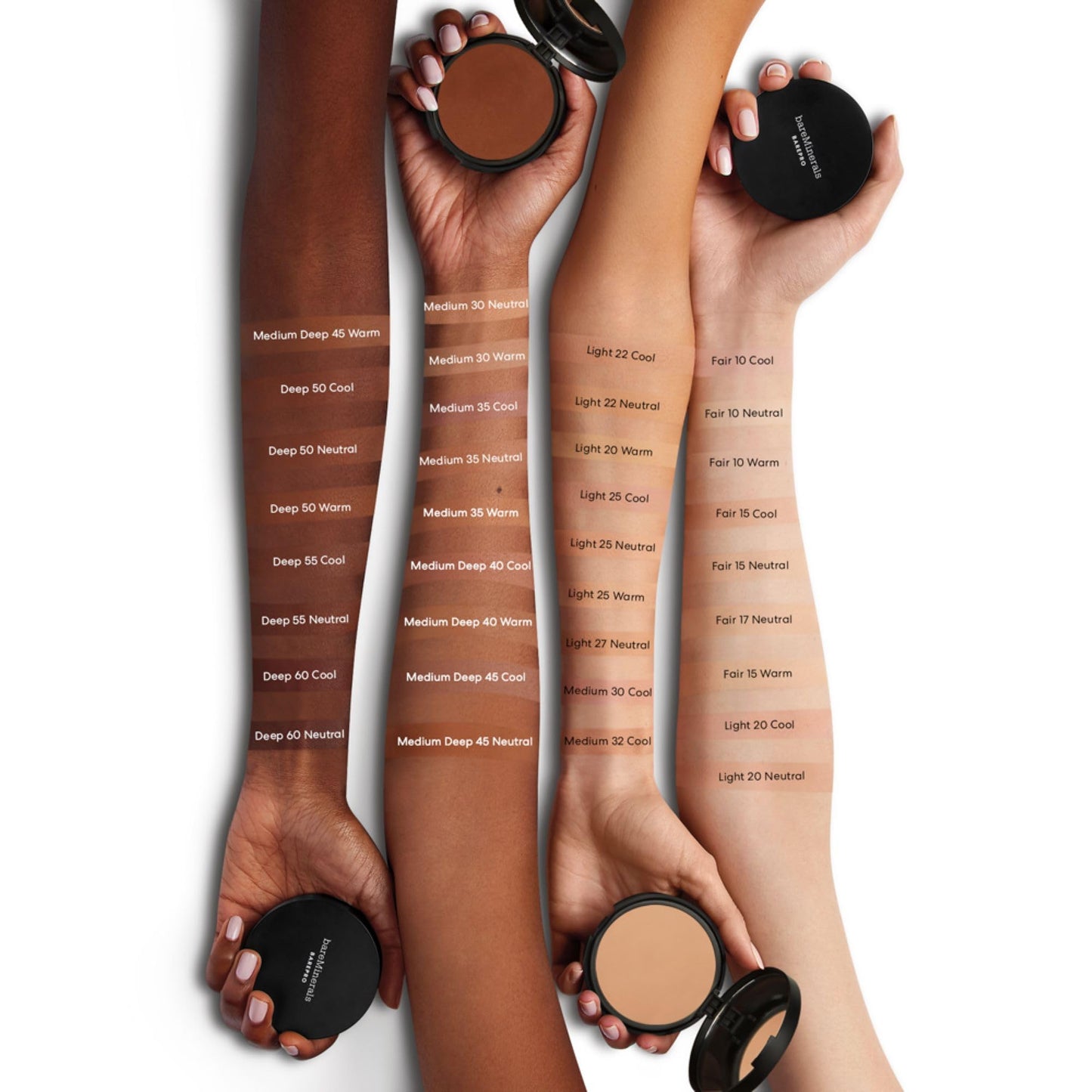 bareMinerals Barepro 24HR Skin-Perfecting Powder Foundation, Matte Pressed Powder Foundation Full Coverage with Plant-Based Squalene, Oil Control, Vegan - Light 25 Warm