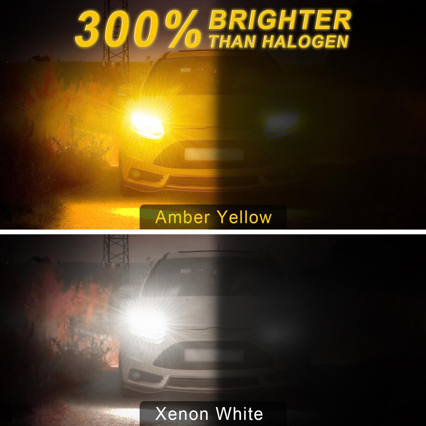 iFunyLED 3157 Switchback Led Turn Signal Bulbs Super Bright 3057 3357 3457 4157 LED Replacement light Kit Set for Car Daytime Running Turn Signal Blinker Lights, pack of 4, Xenon White/Amber Yellow