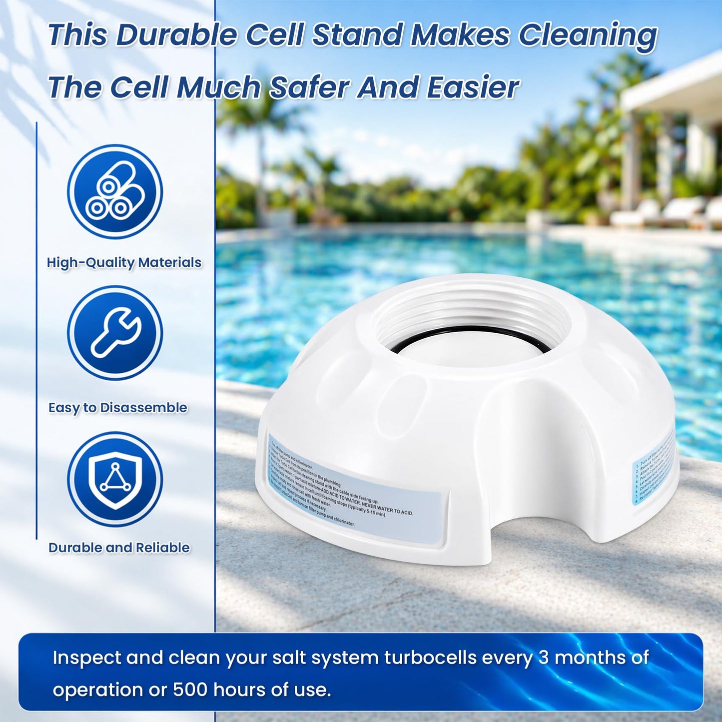 Salt Cell Cleaner - Fits for Hayward Salt Cell Cleaning Stand, Built-in O-Ring, Leak-Proof Design