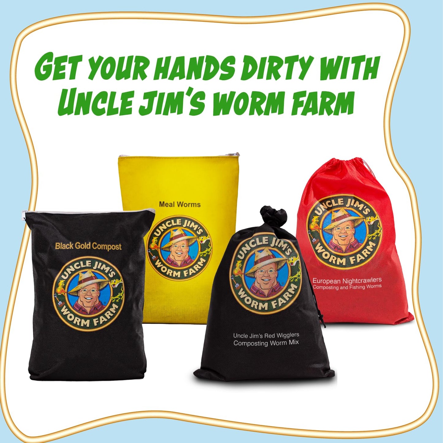 Uncle Jim's Worm Farm 100 Count Red Wiggler Composting Worms Mix for Garden Soil or Fishing | Starter Pack of Compost Worms Improves Soil Structure and Quality for Healthier Gardens