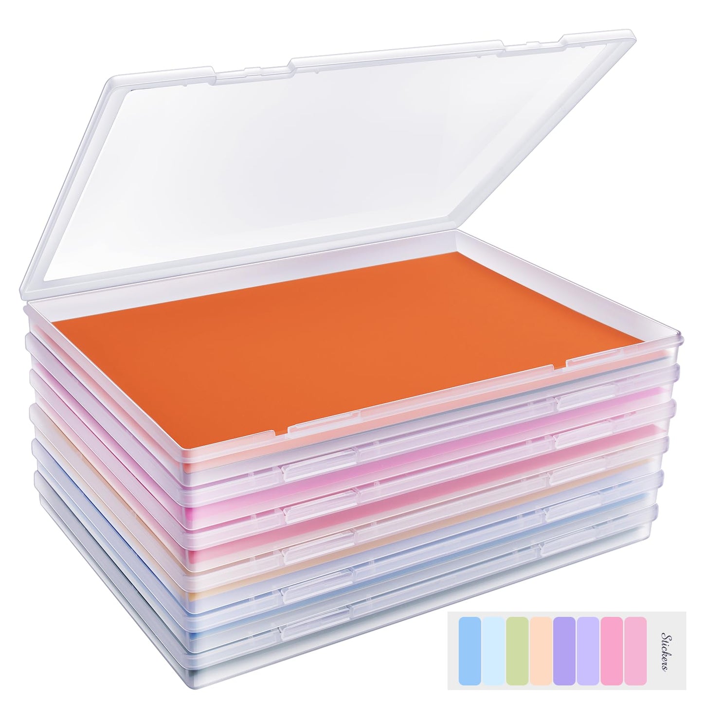FAAYUCK 6 Pack Photo Storage Box, Fits 8" x 10" Photo, Large Plastic Scrapbook Paper Storage with Snap-Tight Latch, Photo Organizer for Protecting Photos, Crafts, Scrapbooks, Office Supplies, A4 Files