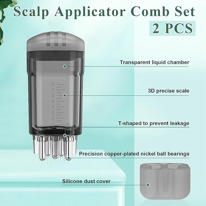 2 PCS Minoxidil Applicators with Cleaning Brush and Dropper, Anglecai Scalp Applicator Comb for Hair Oil Applicator Brush, Minoxidil Brushes for Scalp Applicator Comb for Hair Growth