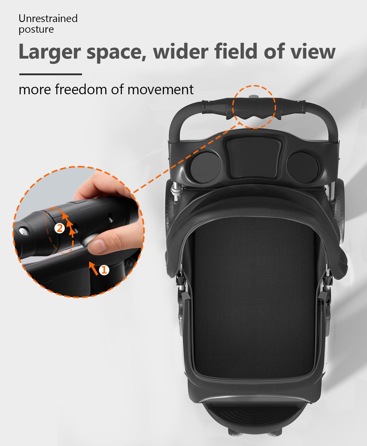 OS MOTOR Pet Stroller with 3 Wheels for Small/Medium Pets, Portable Travel Foldable Carrier Jogger for Dog Cat Puppy Kitty, Rear Wheel Breaks, Storage Basket, Visible Mesh with Weather Cover (Black)