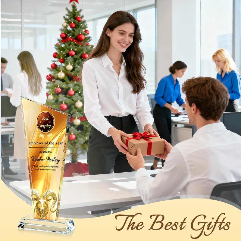 Personalized Crystal Trophy Award | Custom Awards with Text Logo Photo | Awards and Trophies for Employee Appreciation Gifts | Personalized Office Gifts for Boss Teacher | Office Decor (Full Style)