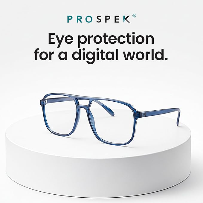 Prospek Blue Light Glasses Reading for Men and Women, For Computer Use, Blue Light Protection, Clear Lens 0 to +3.0 Diopters