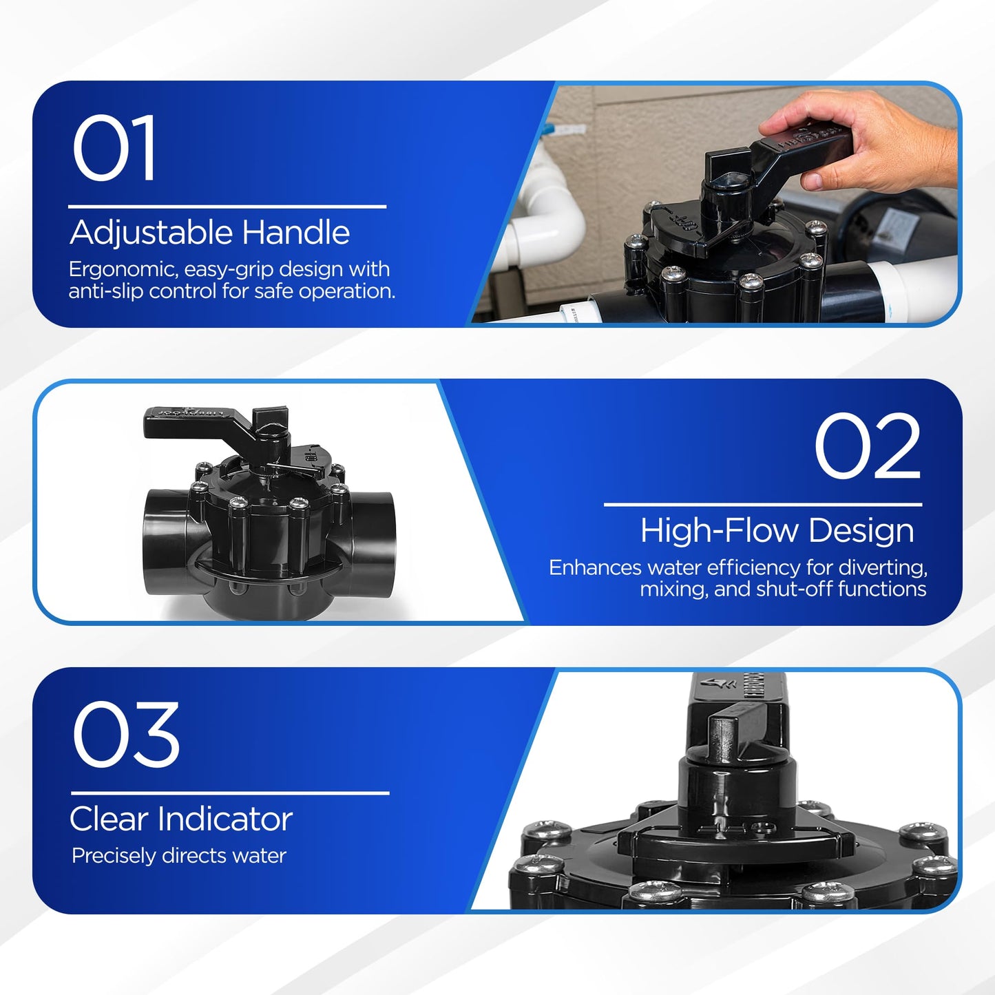 FibroPool 2 in 2-Way Pool Diverter Valve - CPVC Posi-Close Slip - Lubeless PTFE - Heater Salt Generator & Spa - NSF/ANSI 50 Certified