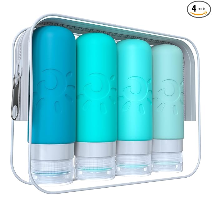 Zafit Travel Bottles for Toiletries, TSA Approved Travel Containers 3oz Leak Proof Travel Tubs Refillable Liquid Travel Accessories for Shampoo Conditioner Lotion Body Wash(Multicolored H)
