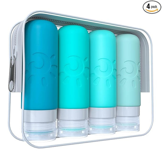 Zafit Travel Bottles for Toiletries, TSA Approved Travel Containers 3oz Leak Proof Travel Tubs Refillable Liquid Travel Accessories for Shampoo Conditioner Lotion Body Wash(Multicolored H)