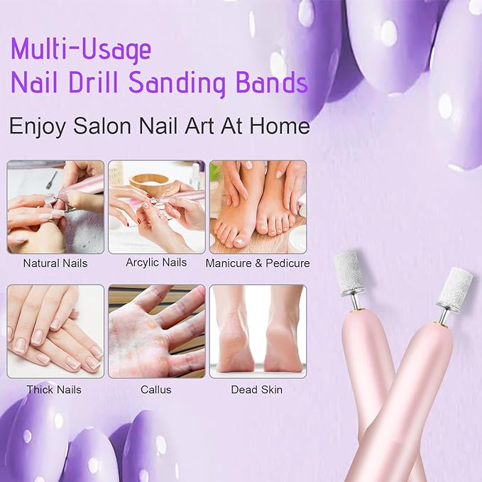 150 Grit Sanding Bands for Nail Drill, 100Pcs Medium Grit Sanding Band for Nail Drill with 3/32Ã¢ÂÂ Sanding Bit for Acrylic Nail, Gel Nail Removing, Professional Nail Sanding Band for Manicure & Pedicure