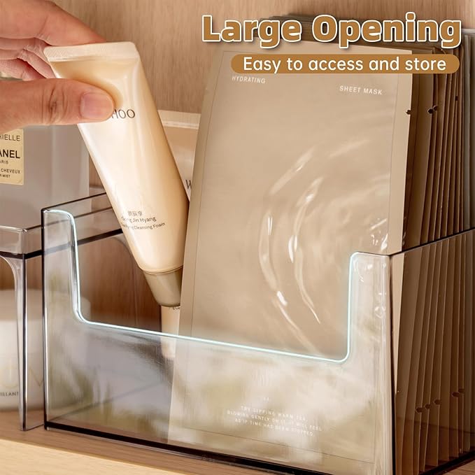 PAVSTINE Medicine Cabinet Organizer 2 Pack, Face Mask Organizer, Clear Visible Design, Space-Saving, for Wall Cabinet, Vanity, Countertop, Clear