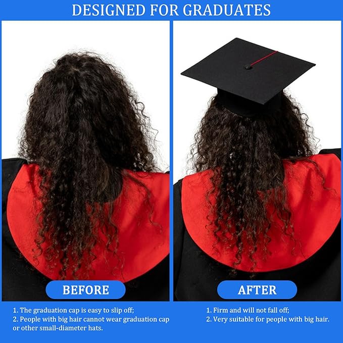 Pvoiue Graduation Cap Headband Insert, Grad Caps Headband Insert, Adjustable, Secures Cap and Keeps Hairstyle, Upgraded Interior Design, Simple and Practical Anti-Fall Hairband for Graduation