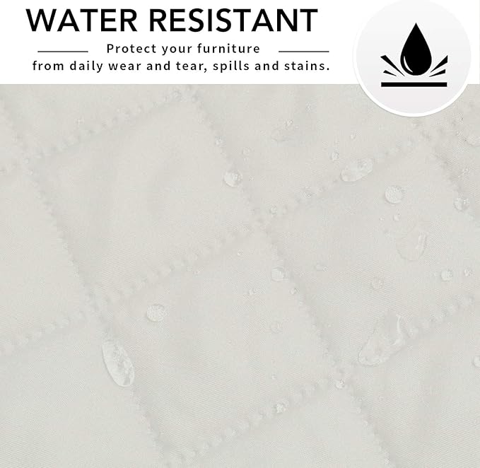 Easy-Going 4 Seater Sofa Slipcover Reversible Sofa Cover Water Resistant Couch Cover with Foam Sticks Elastic Straps Furniture Protector for Pets Children Dog Cat (XX-Large, Ivory/Ivory)
