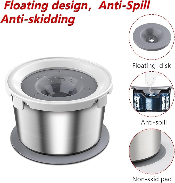 Dog Food Bowl & Water Bowl Set, No Spill Water Bowl for Indoor Dogs and Cats, Spill Proof Pet Food Stainless Steel Bowl, Mess Proof Pet Water and Dog Feeder