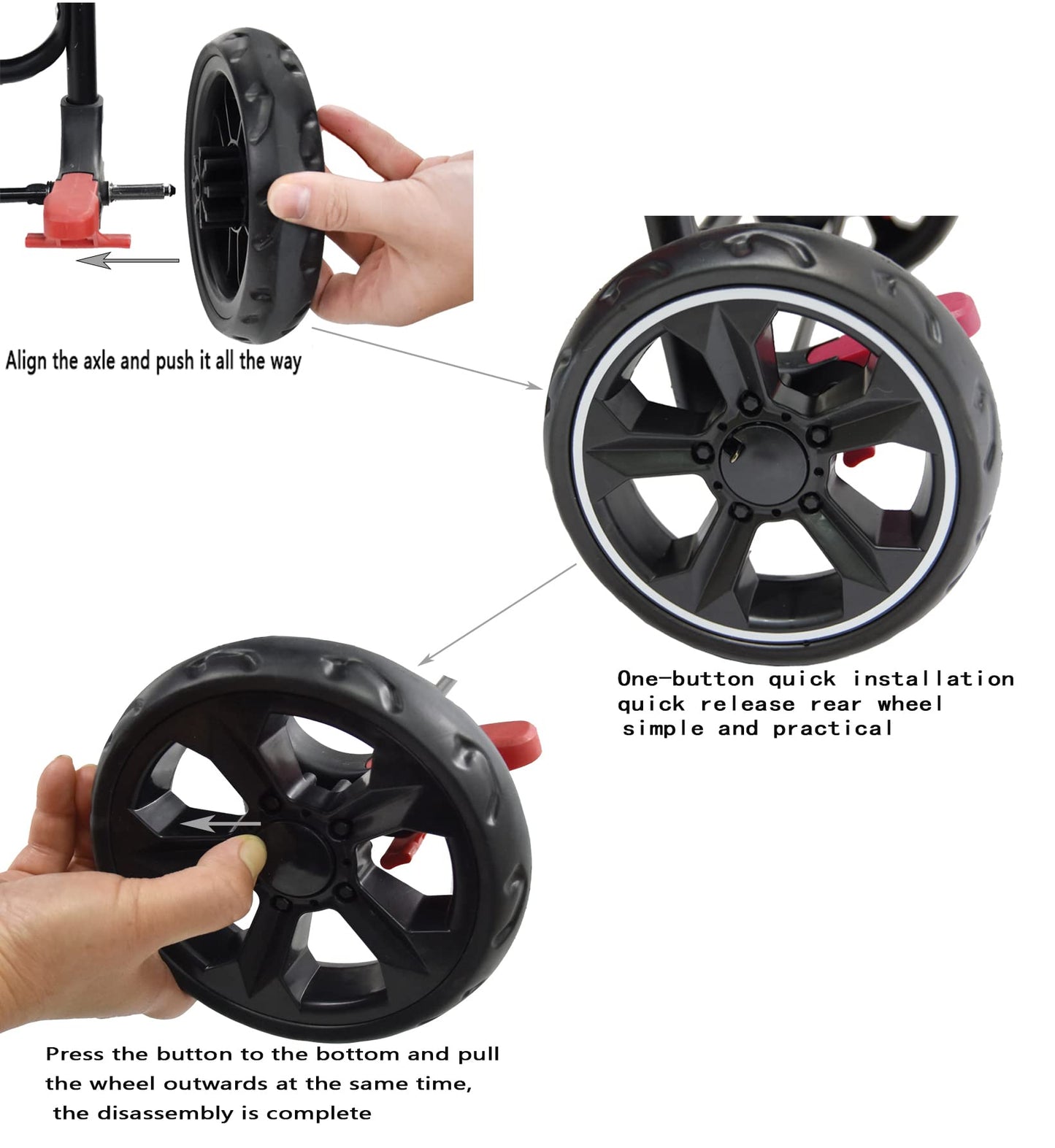 ROODO 3 Wheel Pet Stroller Dedicate Wheel Set,Original,Fast disassembly,Replacement and Installation,No Additional Tools are Required