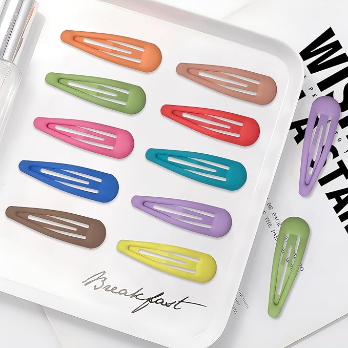 Small Hair Barrettes For Women No Slip Metal Snap Clips For Thin And Fine Hair,Matte Rainbow Colors,20 PCS,1.97 x 0.5 Inch.